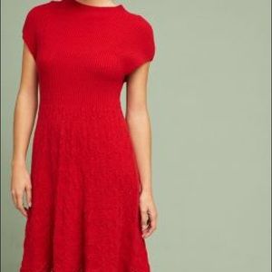 Anthropologie Red Sweater Dress